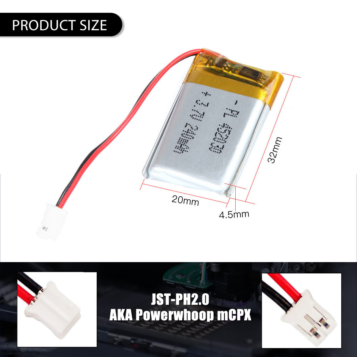 3.7V 240mAh 452030 재충전용 리튬 중합체 건전지 길이 32mm