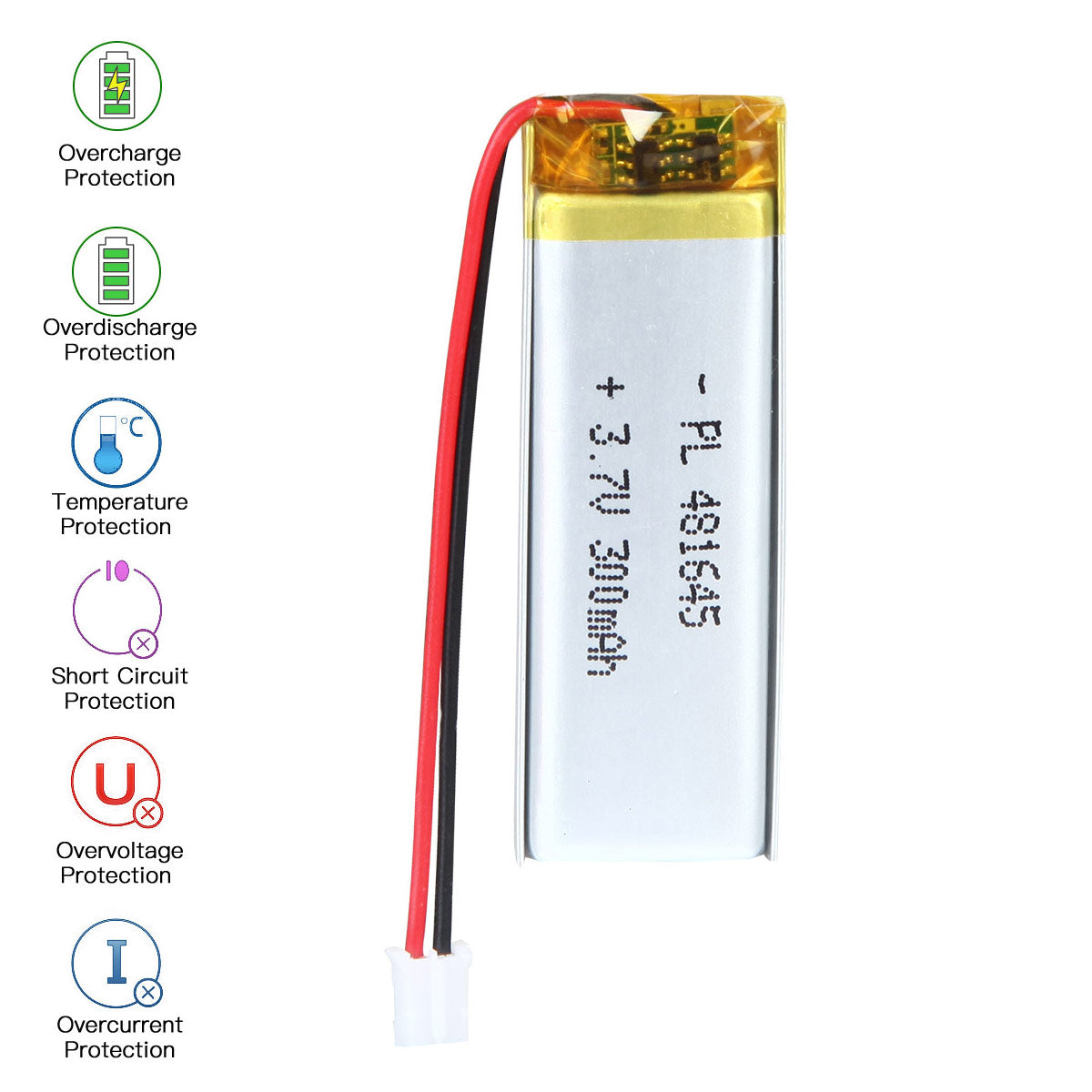3.7V 300mAh 481645 充電式リチウムポリマー電池