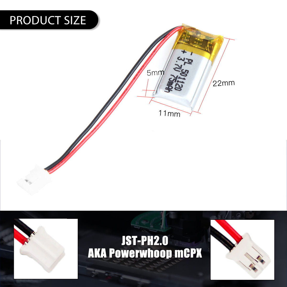 3.7V 75mAh 501120 充電式リチウムポリマー電池