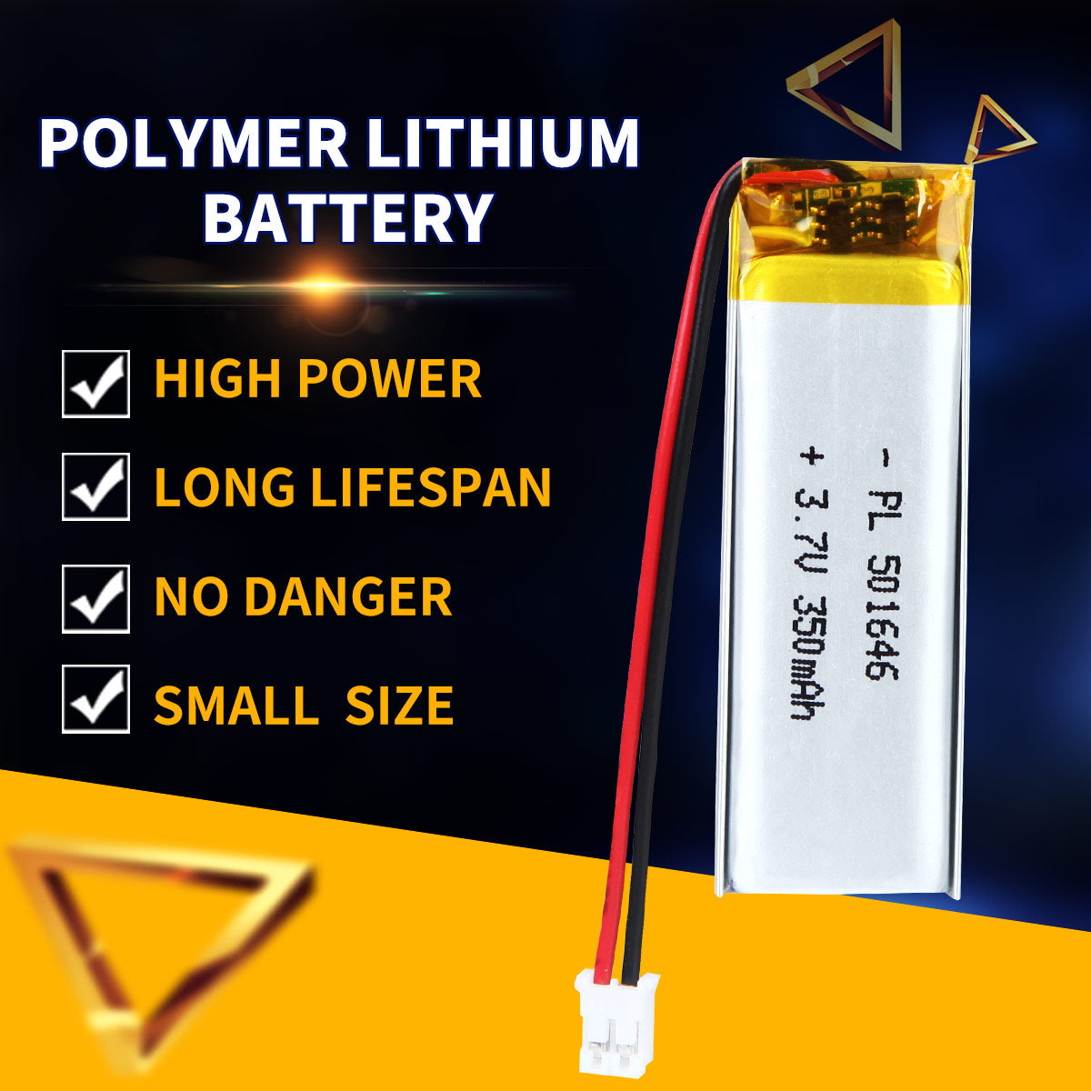 3.7V 350mAh 501646 充電式リチウムポリマー電池