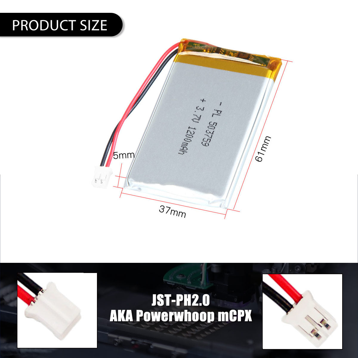 3.7V 503759 1200mAh 재충전용 리튬 중합체 건전지 길이 61mm