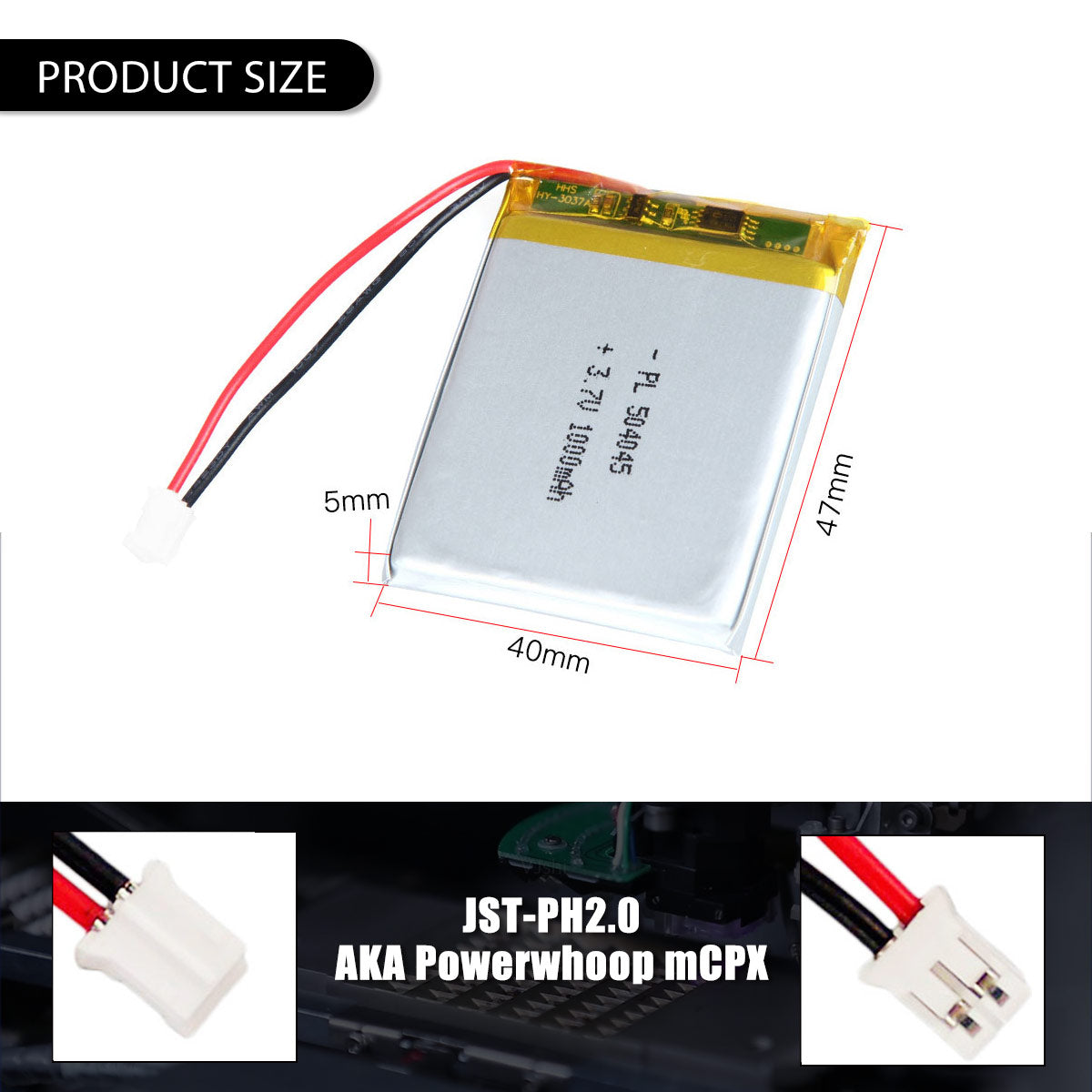 3.7V 504045 1000mAh 充電式リチウムポリマー電池