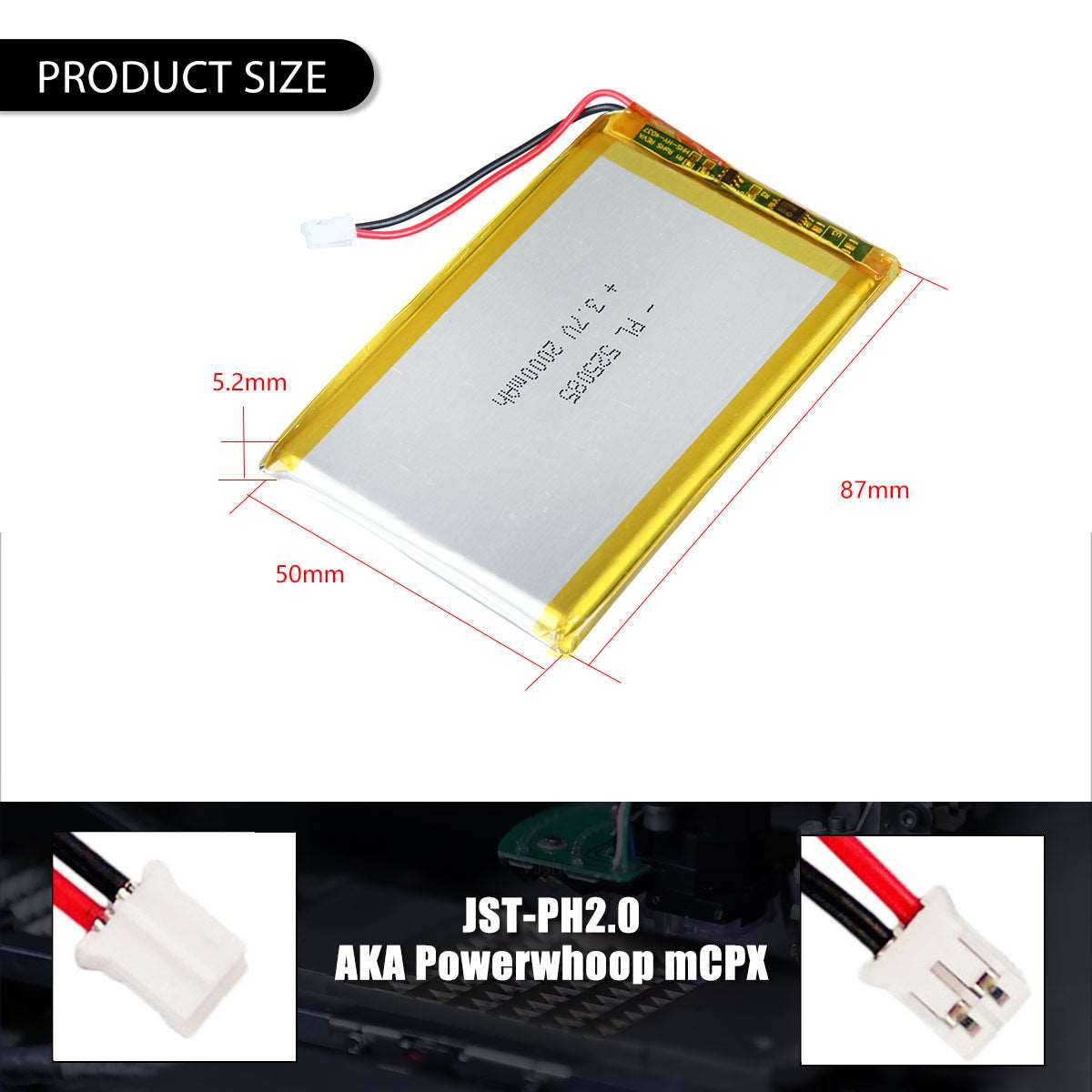 US free ship 3.7V 2000mAh 525085 Lithium Polymer Ion Rechargeable Li-Po Battery