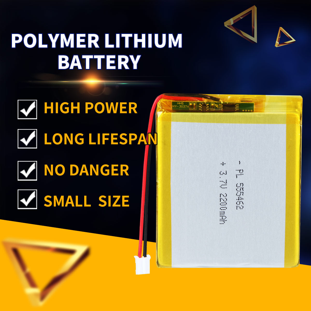 3.7V 2200mAh 555462 Rechargeable Lithium Polymer Battery