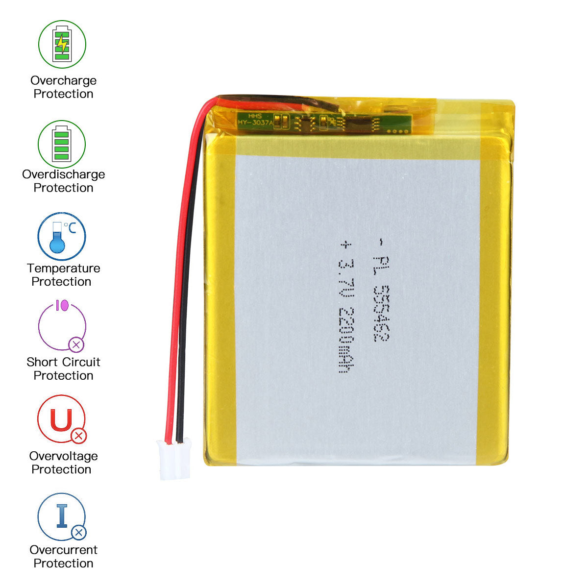 3.7V 2200mAh 555462 Rechargeable Lithium Polymer Battery