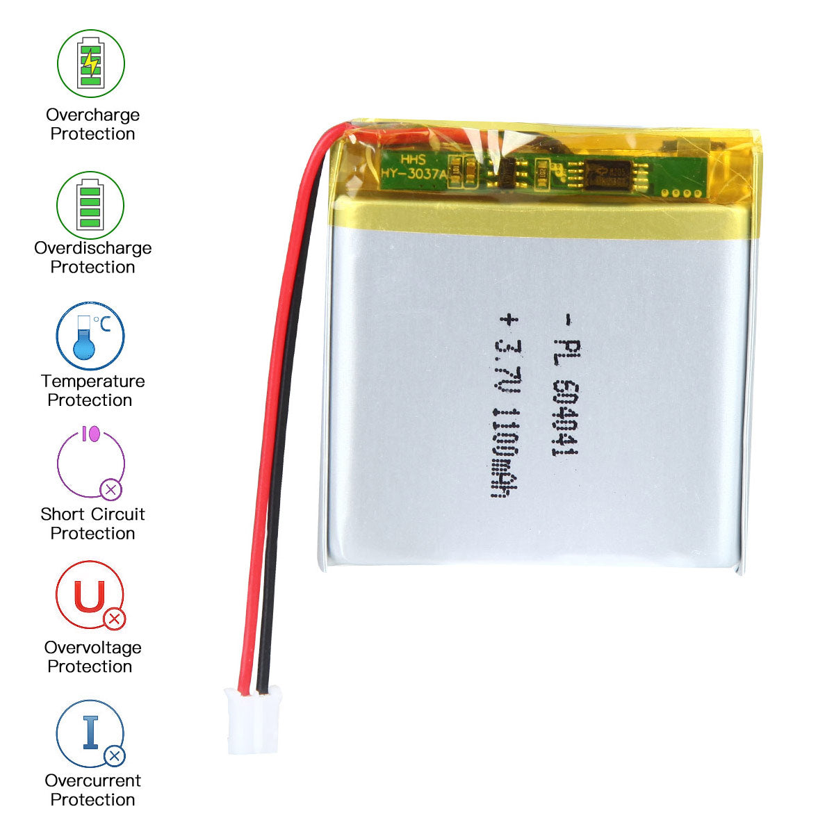 3.7V 1100mAh 604041 재충전용 리튬 중합체 건전지 길이 43mm