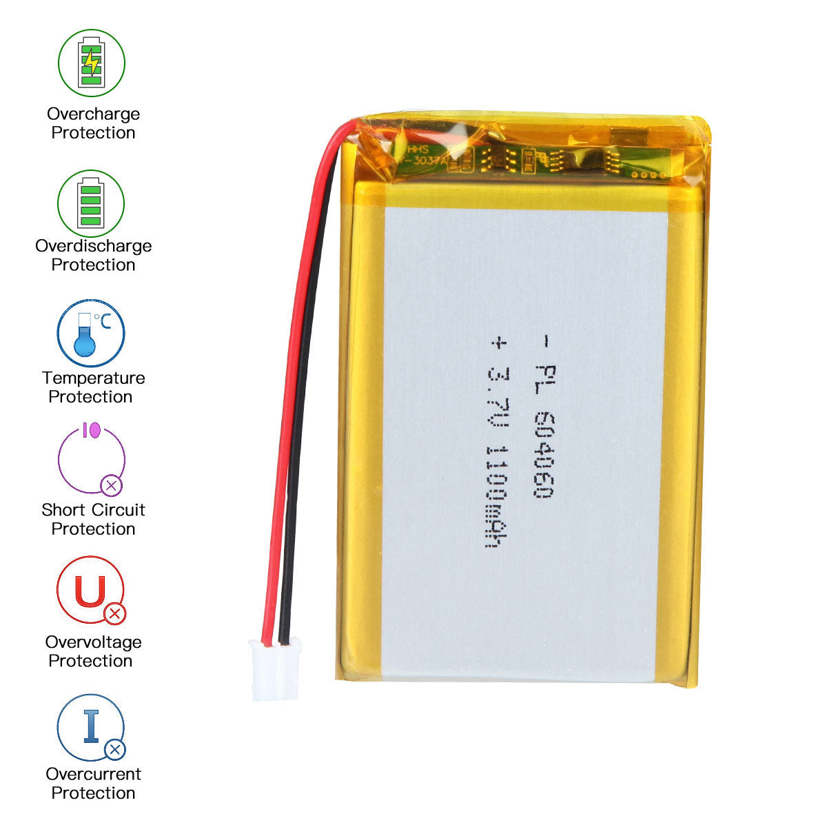 3.7V 1100mAh 604060 Rechargeable Lithium Polymer Battery