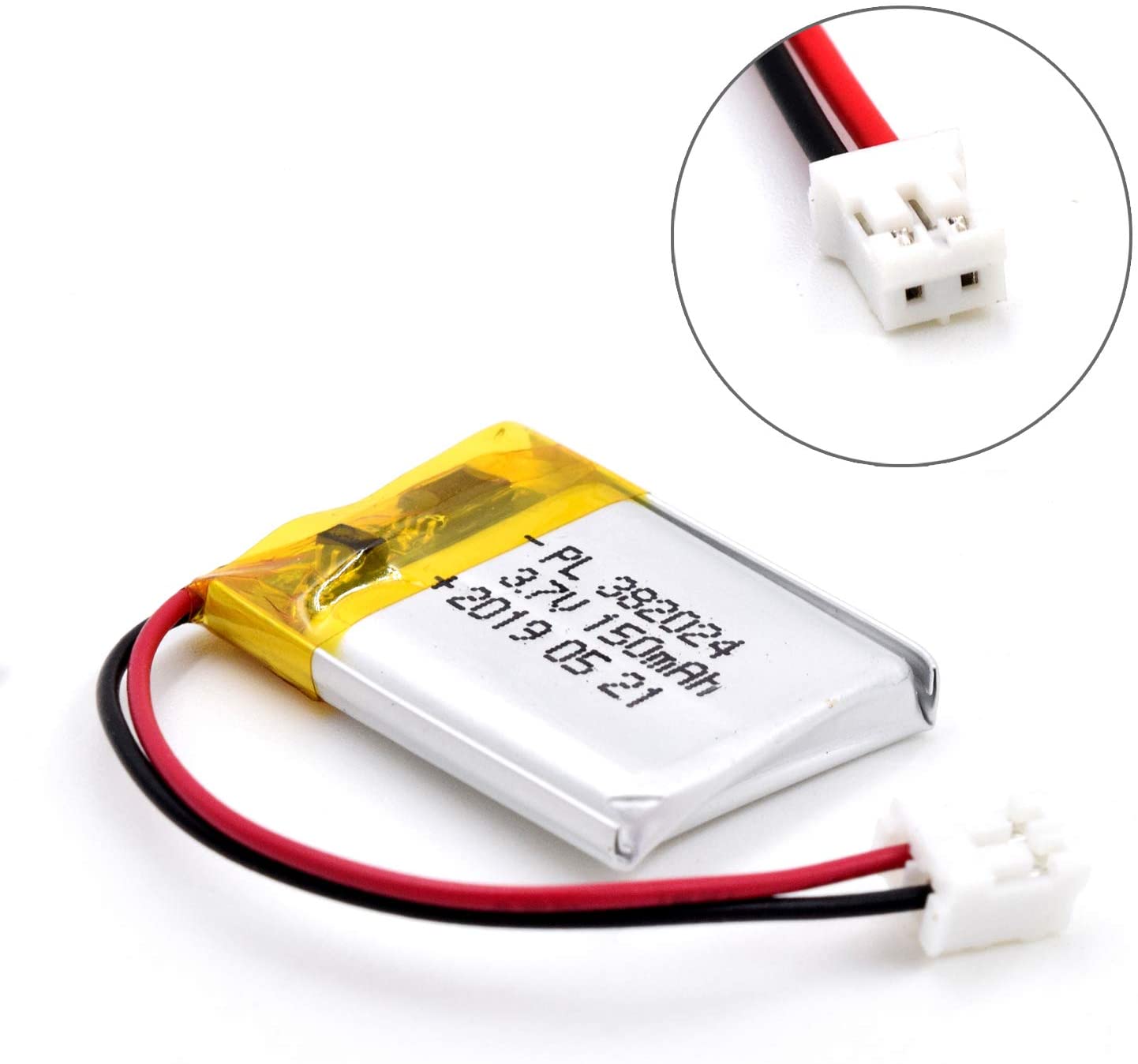 YDL 3.7V 150mAh 382024 충전식 리튬 폴리머 배터리 길이 26mm