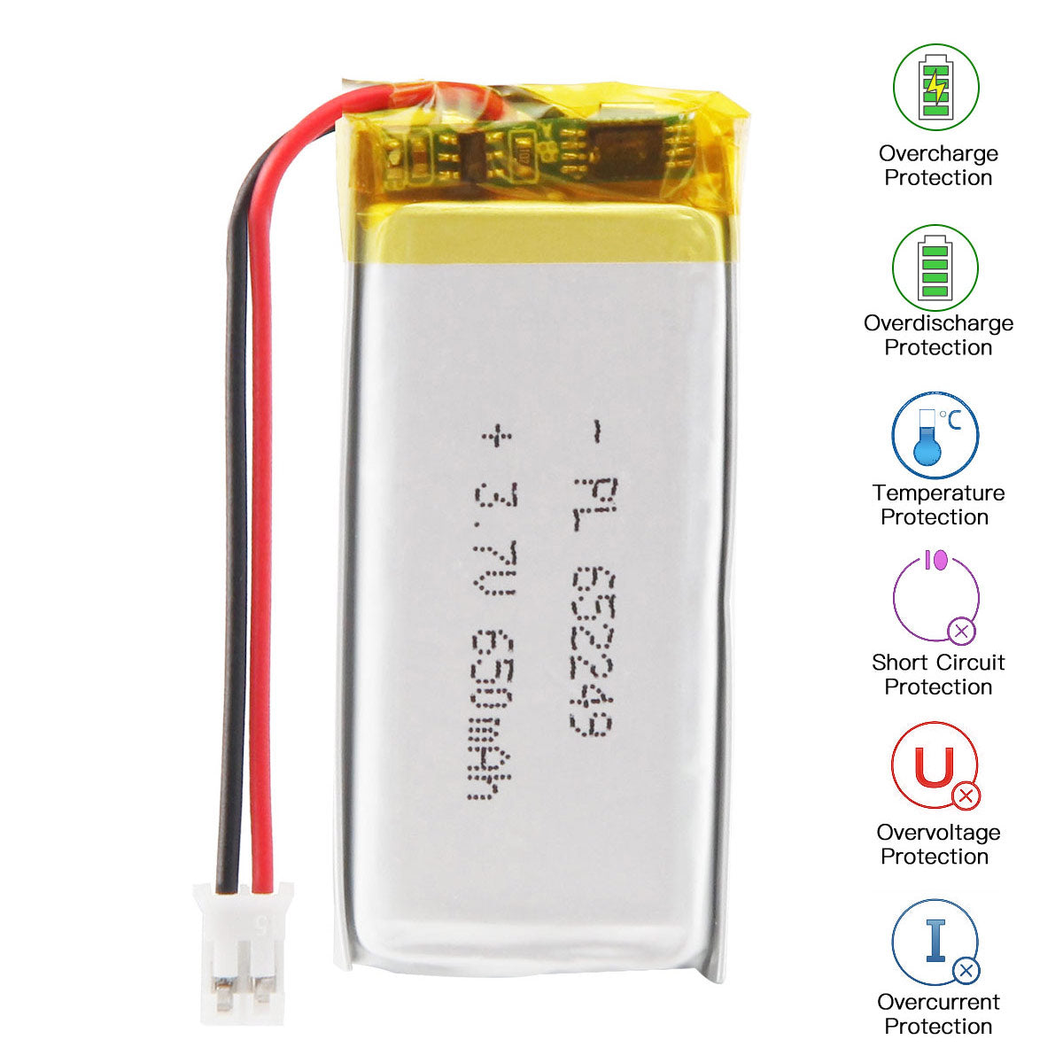 3.7V 652249 650mAh 재충전용 리튬 중합체 건전지 길이 51mm