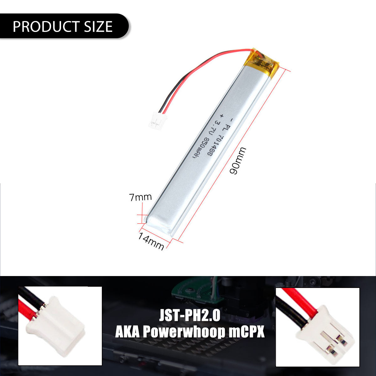 3.7V 701488 850mAh Rechargeable Lithium Polymer Battery