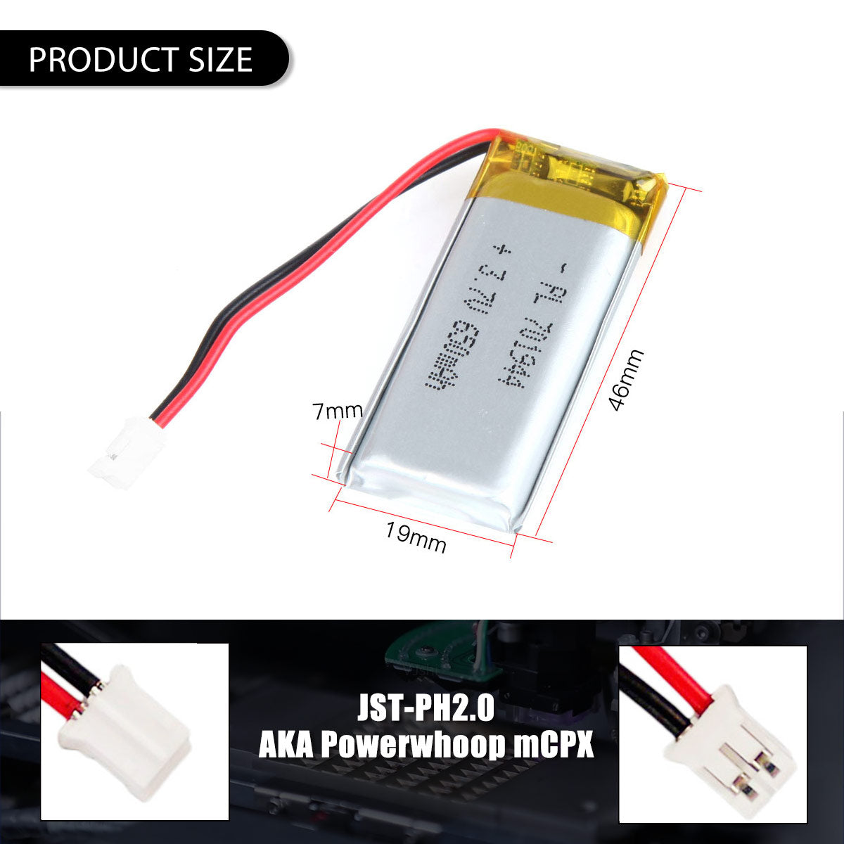 3.7V 701944 650mAh 재충전용 리튬 중합체 건전지 길이 46mm