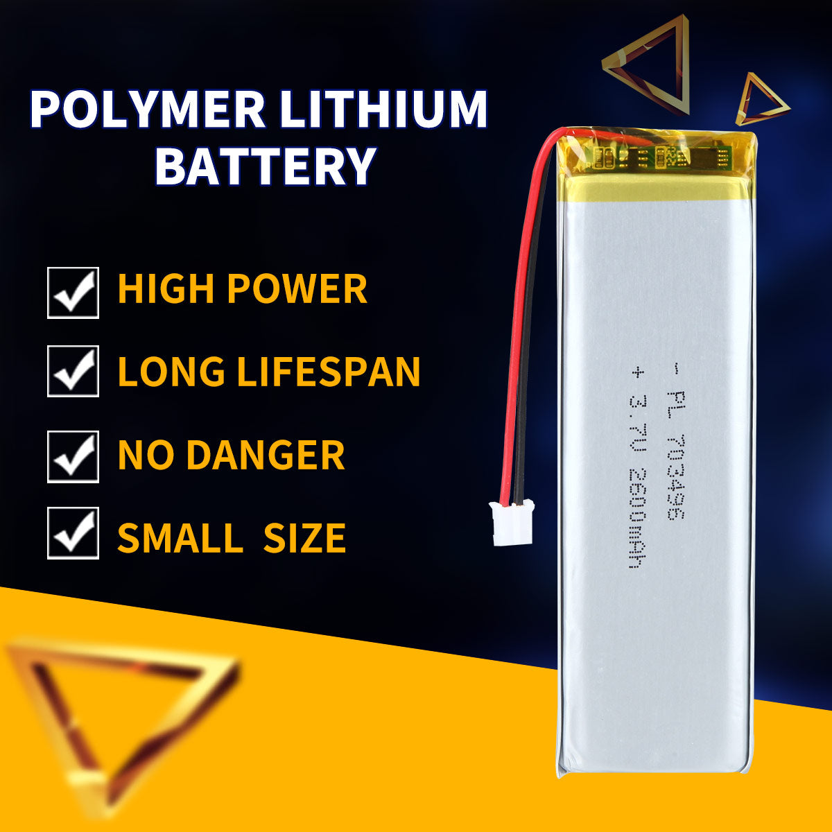 3.7V 2600mAh 703496 充電式リチウムポリマー電池