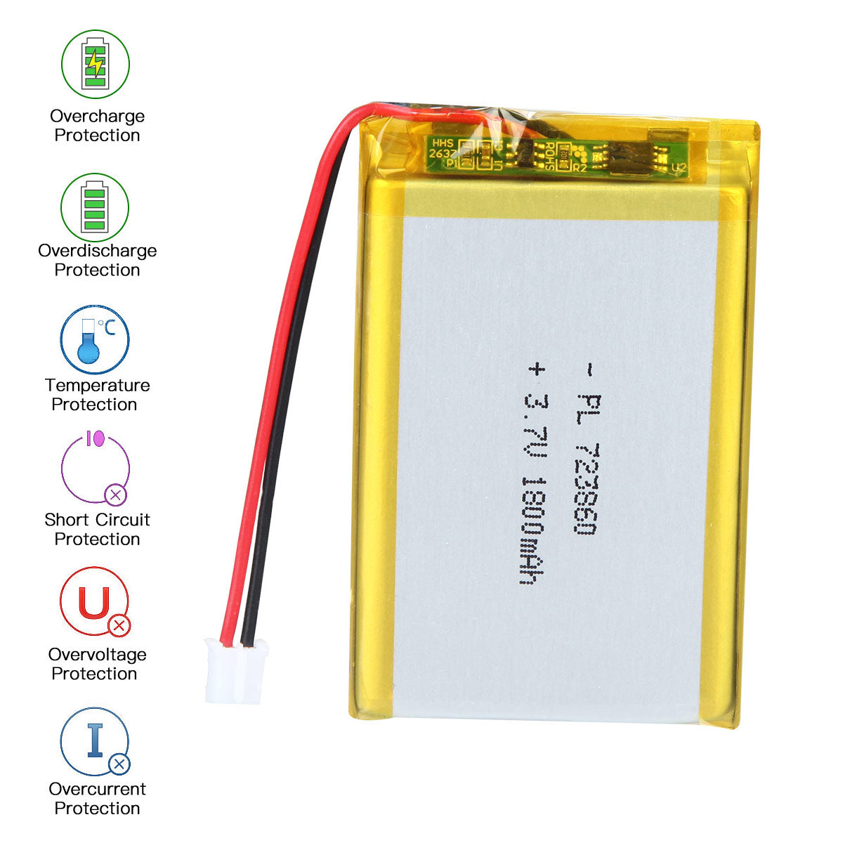 3.7V 1800mAh 723860 Rechargeable Lithium Polymer Battery