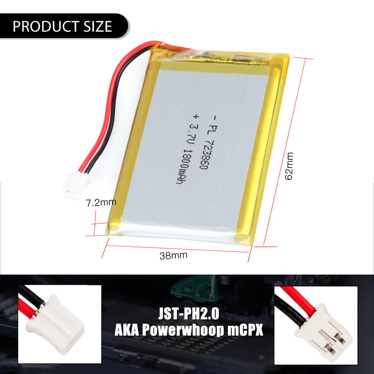 3.7V 1800mAh 723860 Rechargeable Lithium Polymer Battery