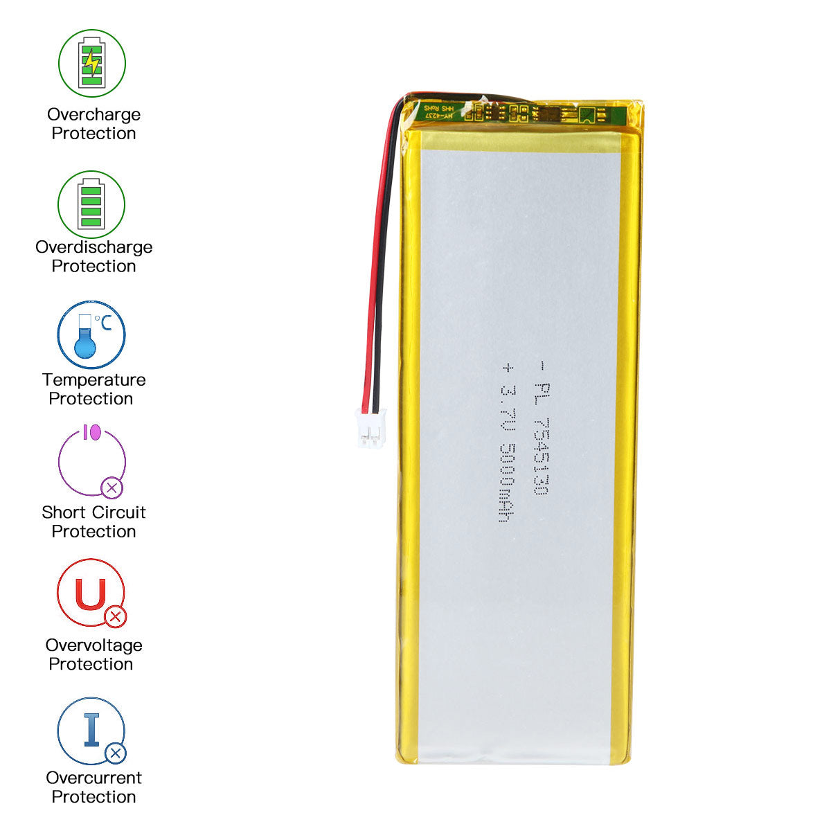 3.7V 5000mAh 7545130 रिचार्जेबल लिथियम पॉलिमर बैटरी