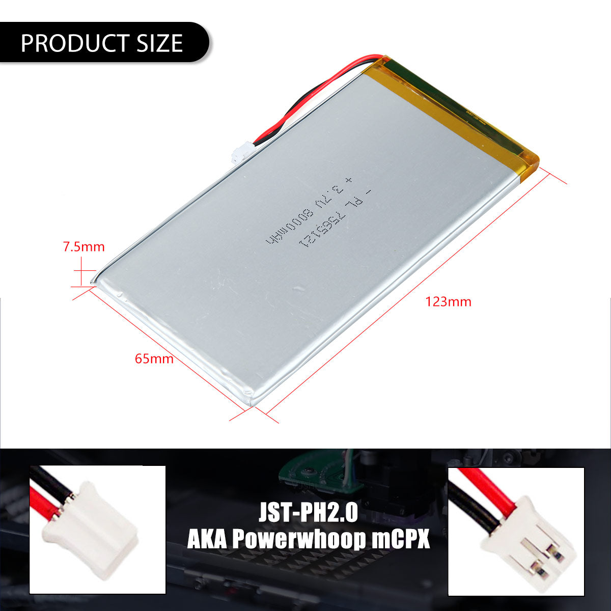 YDL 3.7V 8000mAh 7565121 充電式リチウムポリマー電池