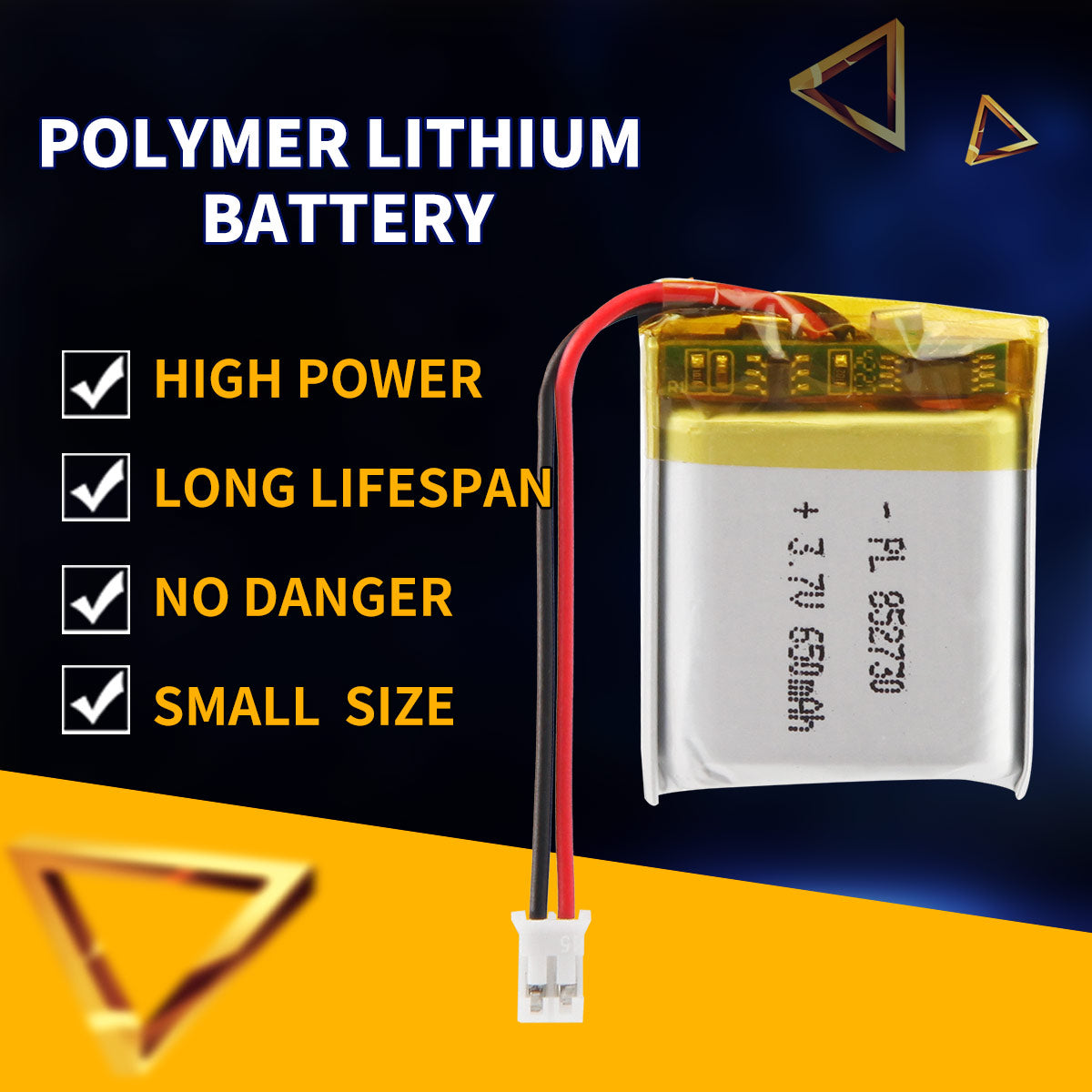 Batteria ricaricabile ai polimeri di litio 852730 da 3,7 V 650 mAh