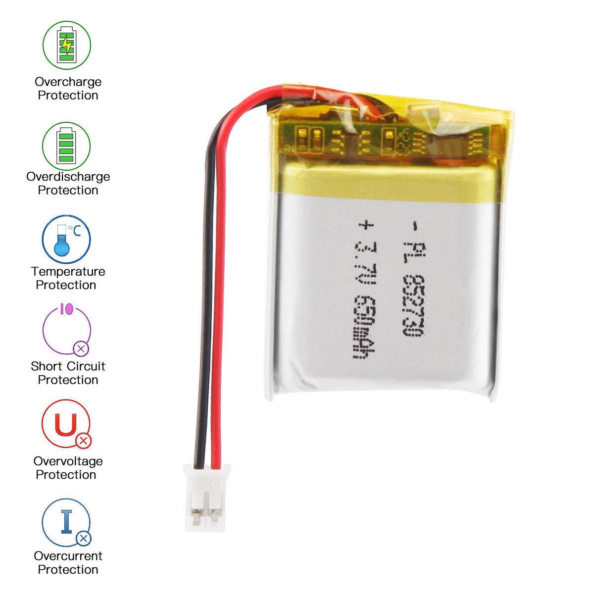3.7V 650mAh 852730 재충전용 리튬 중합체 건전지 길이 32mm