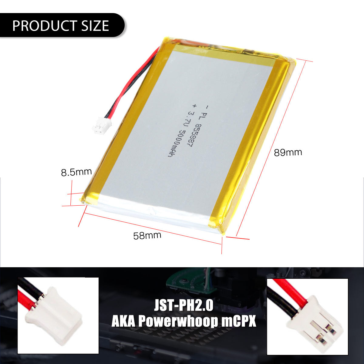 3.7V 5000mAh 855887 재충전용 리튬 중합체 건전지 길이 89mm