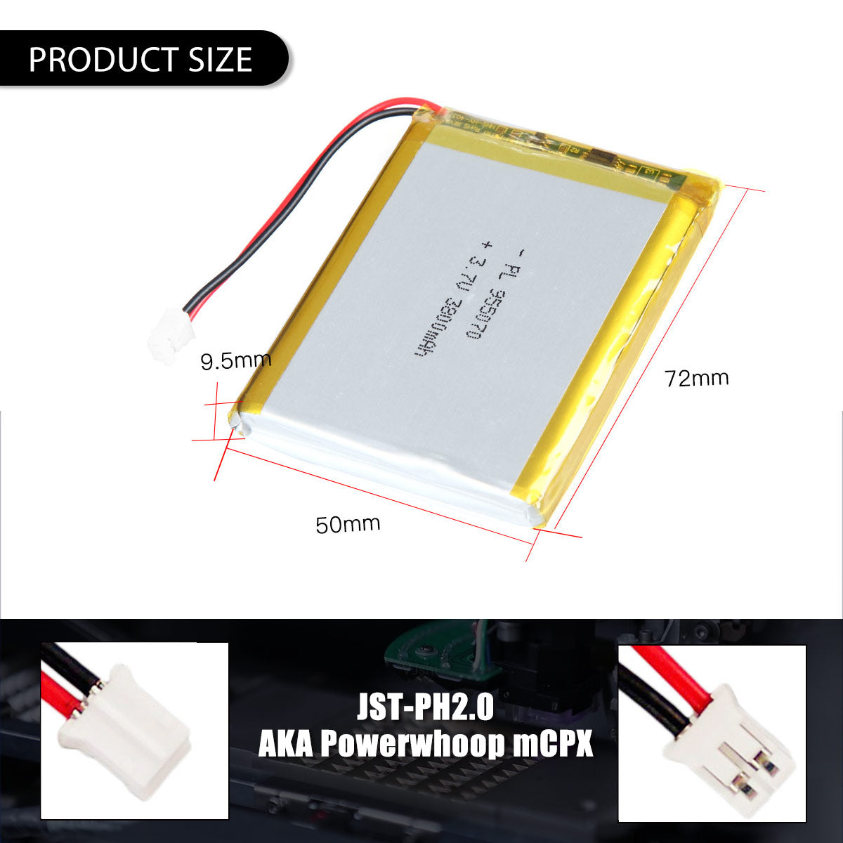3.7V 3800mAh 955070 Rechargeable Lithium Polymer Battery