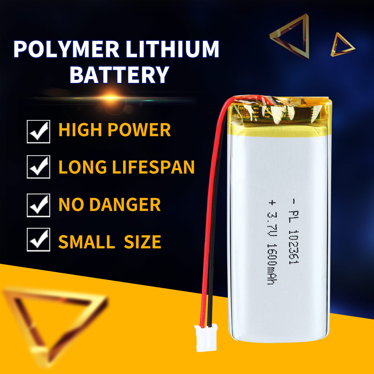 3.7V 1600mAh 102361 재충전용 리튬 중합체 건전지 길이 63mm