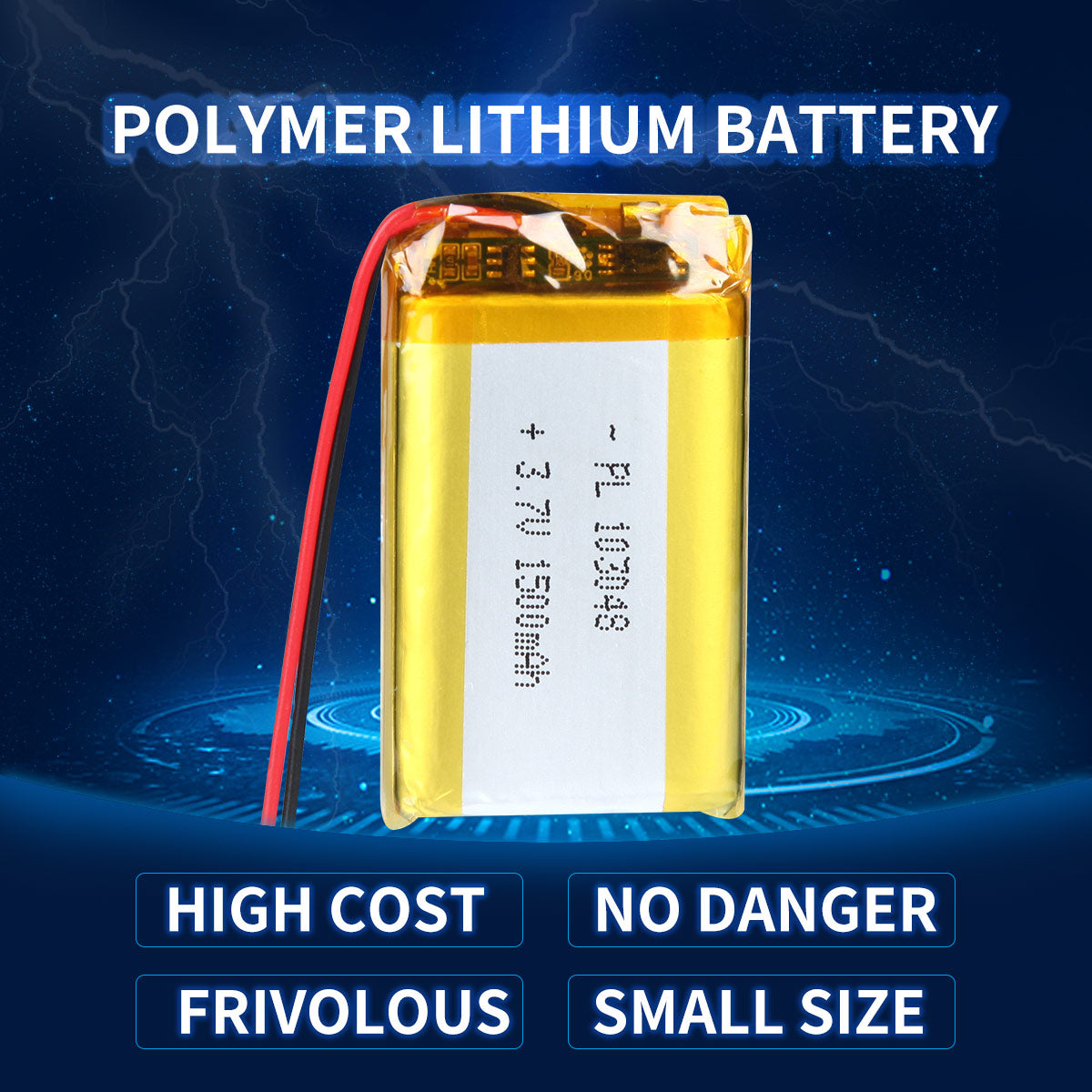 Batteria ricaricabile ai polimeri di litio 3,7 V 1500 mAh 103048 50 mm per robot Thymio