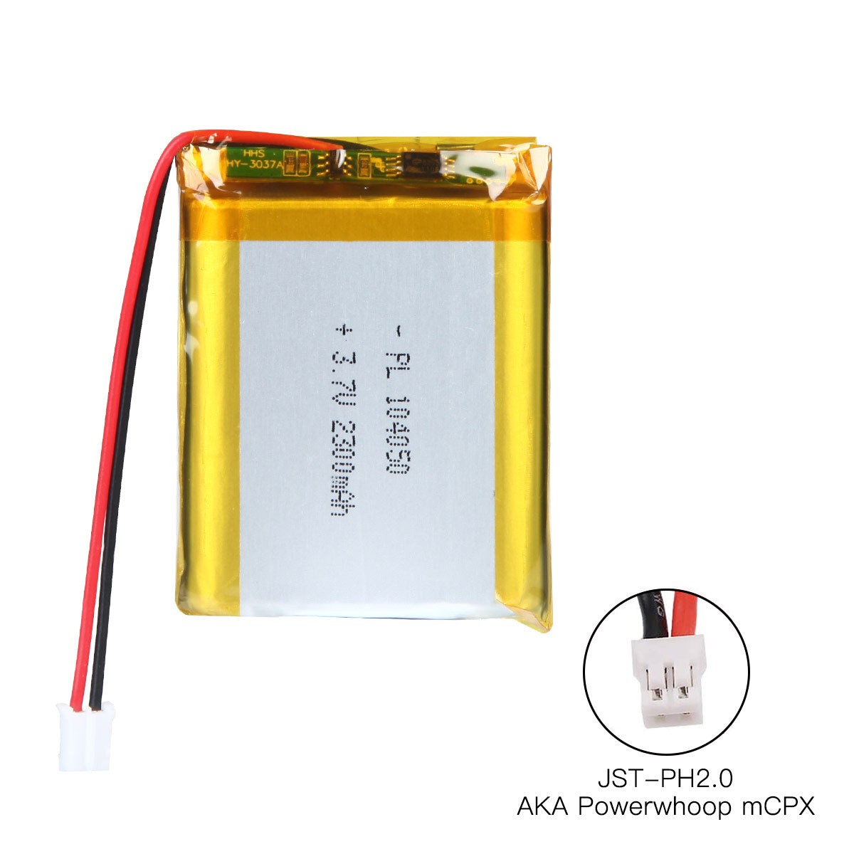 3.7V 2300mAh 104050 充電式リチウム ポリマー電池長さ 52mm