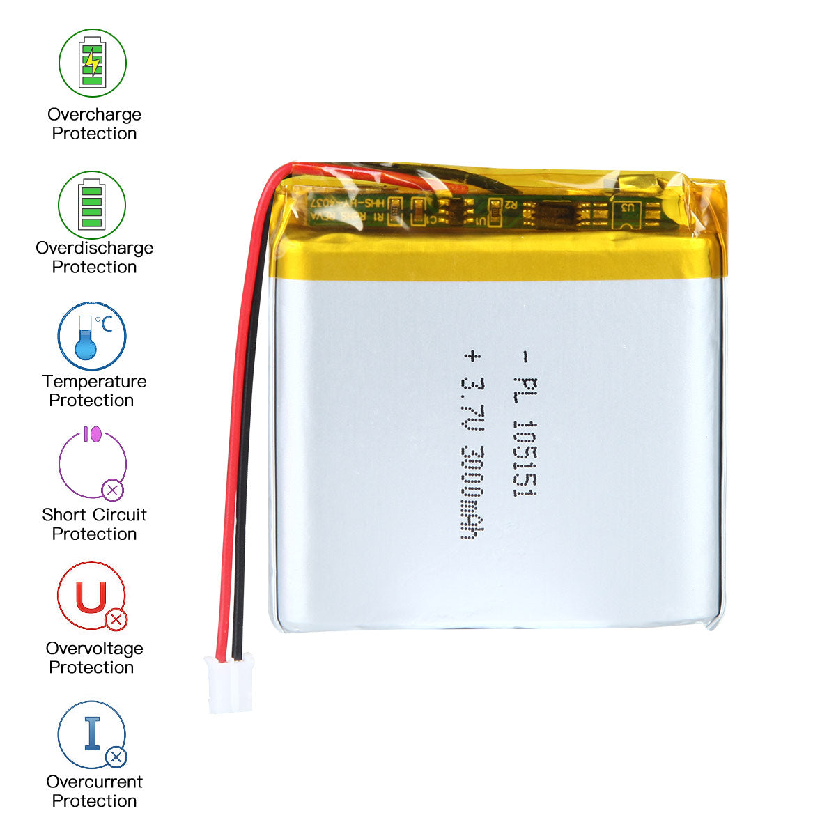 3.7V 3000mAh 105151 재충전용 리튬 중합체 건전지 길이 53mm
