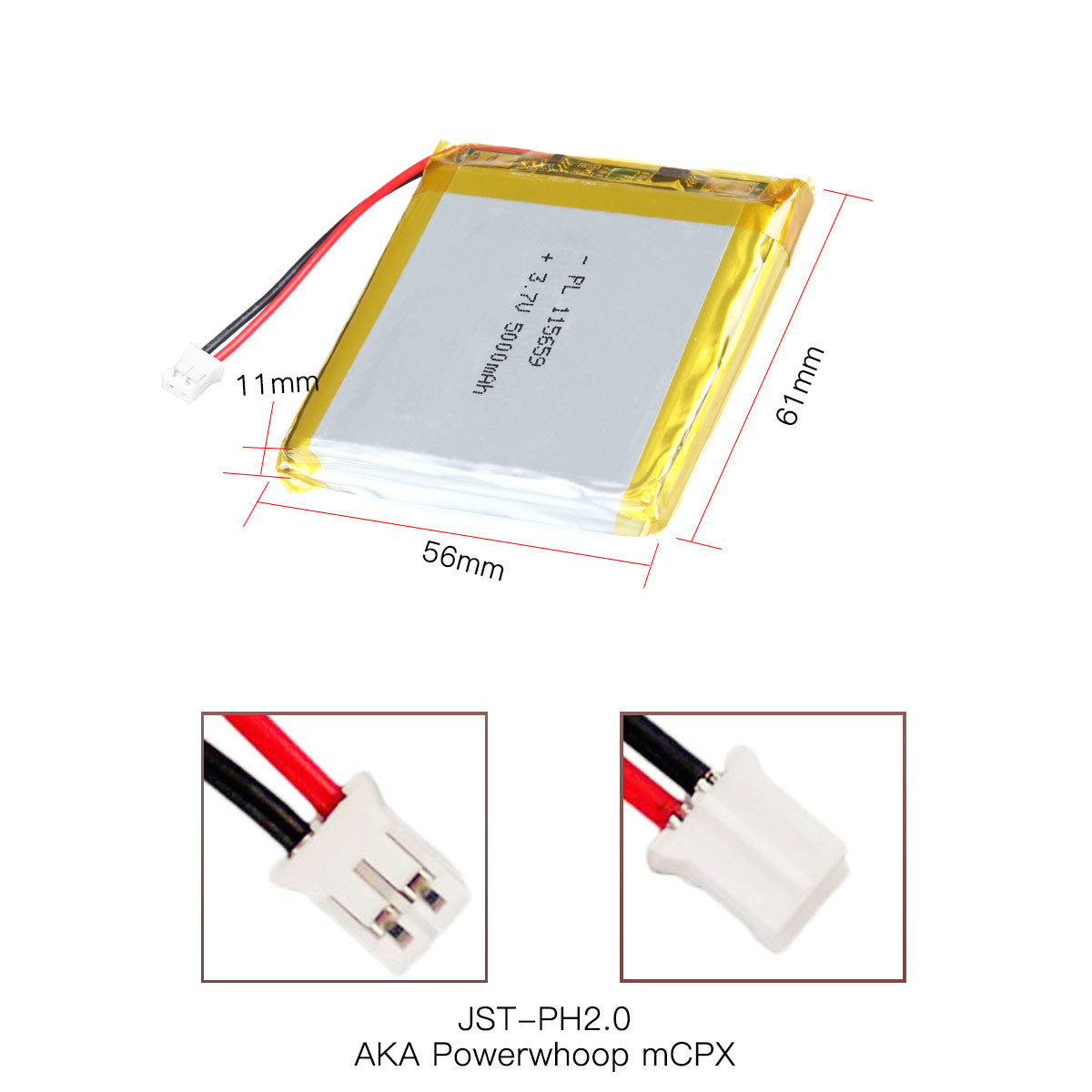 3.7V 5000mAh 115659 재충전용 리튬 중합체 건전지 길이 61mm