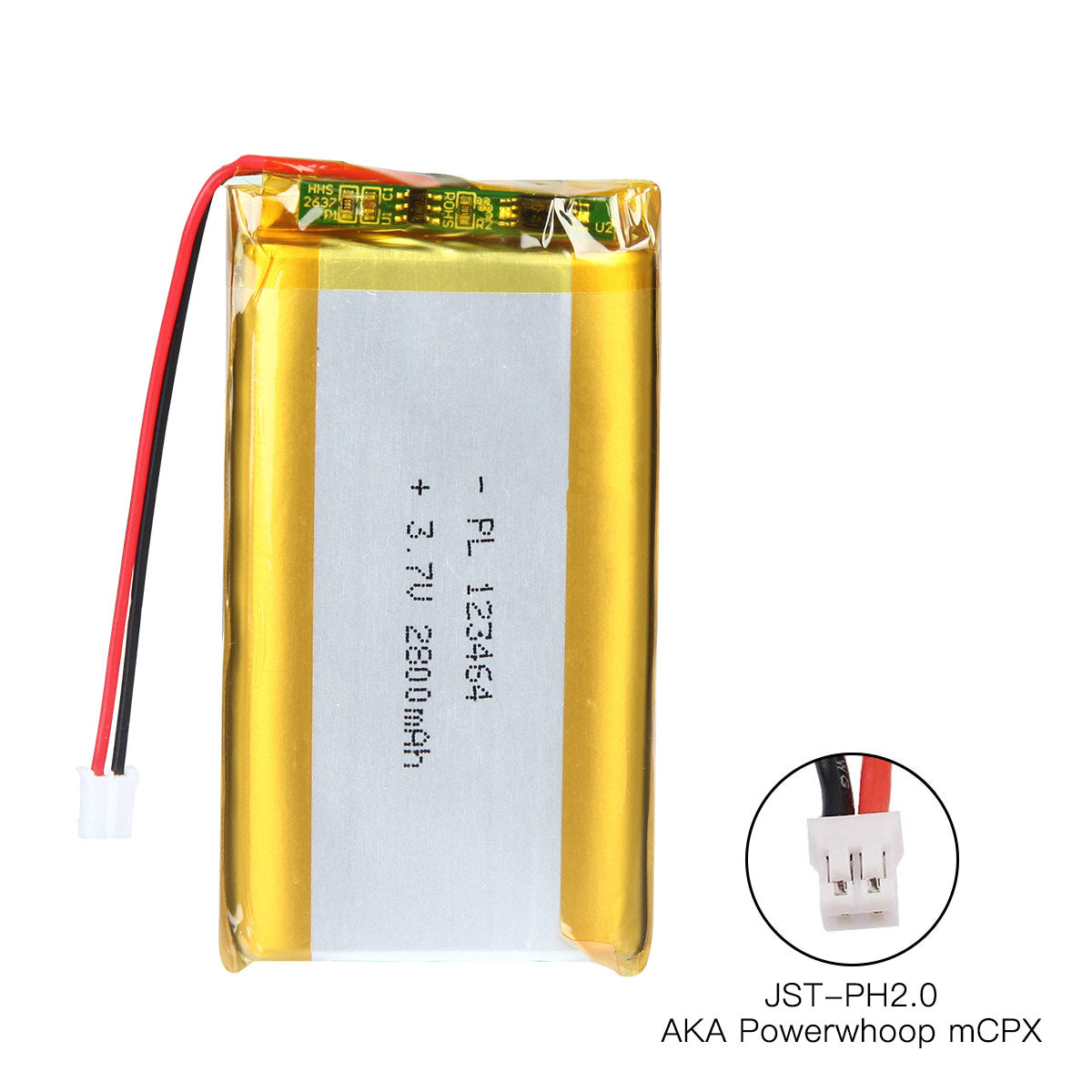 YDL 3.7V 2800mAh 123464 充電式リチウムポリマー電池 長さ 66mm