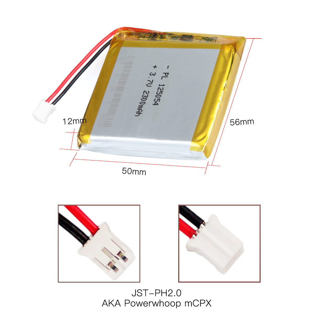 YDL 3.7V 4000mAh 125054 충전식 리튬 폴리머 배터리 길이 56mm