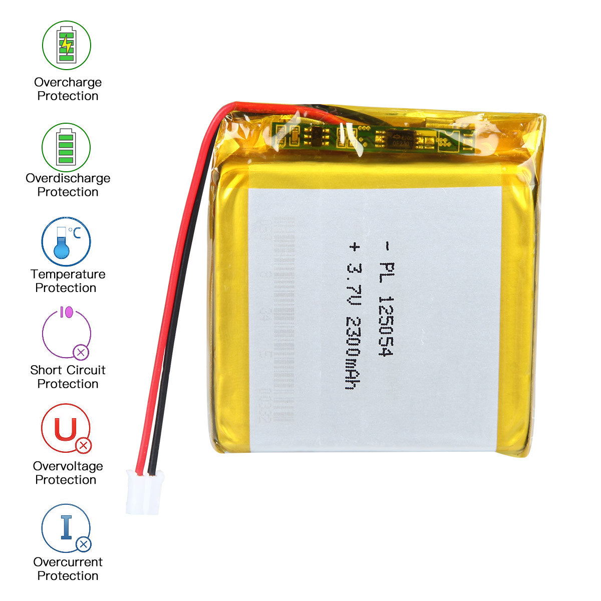 YDL 3.7V 4000mAh 125054 충전식 리튬 폴리머 배터리 길이 56mm