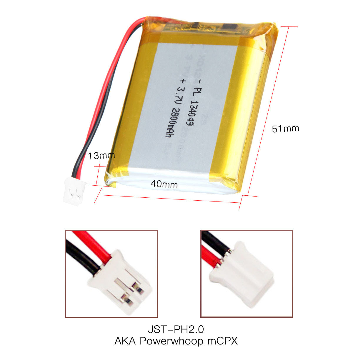 YDL 3.7V 2800mAh 134049 充電式リチウムポリマー電池