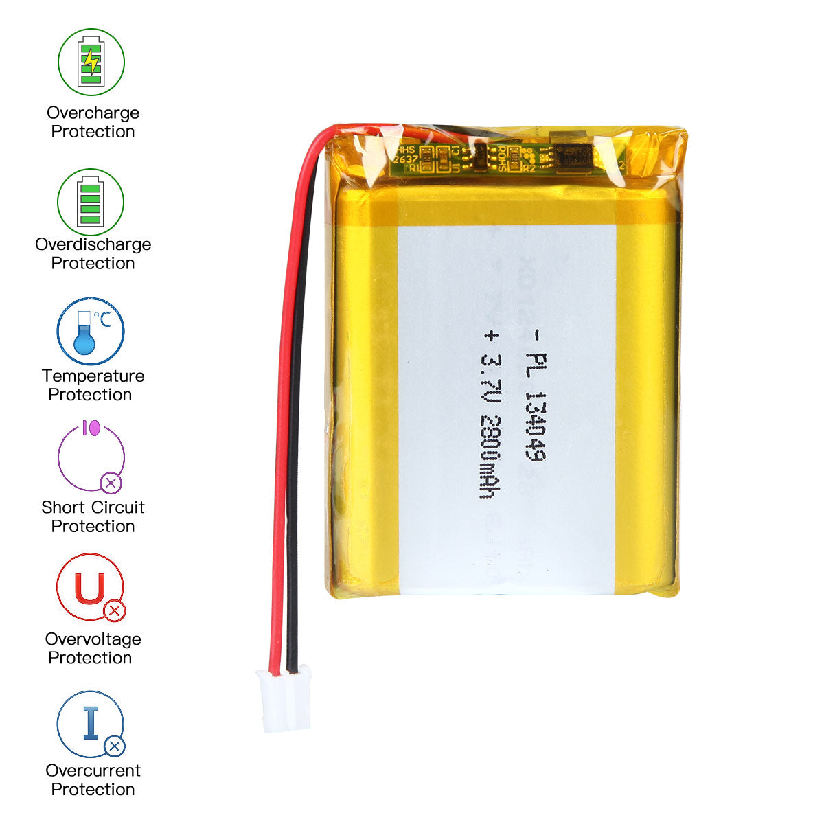 YDL 3.7V 2800mAh 134049 充電式リチウムポリマー電池