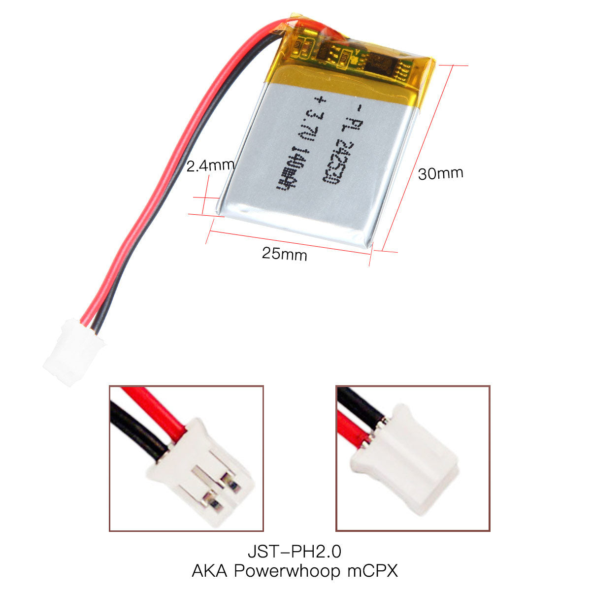 YDL 3.7V 140mAh 242530 재충전용 리튬 중합체 건전지 길이 32mm