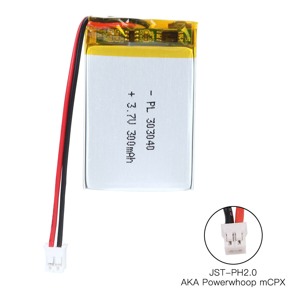 YDL 3.7V 300mAh 303040 Rechargeable Lipo Battery with JST Connector - YDL Battery
