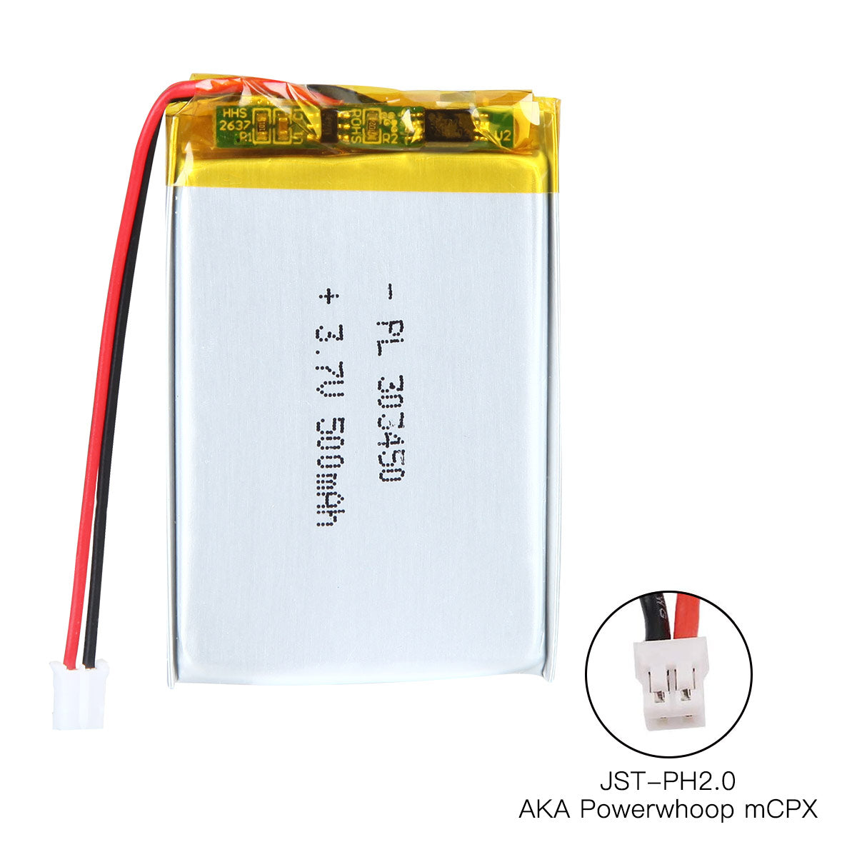 3.7V 500mAh 303450 재충전용 리튬 중합체 건전지 길이 52mm