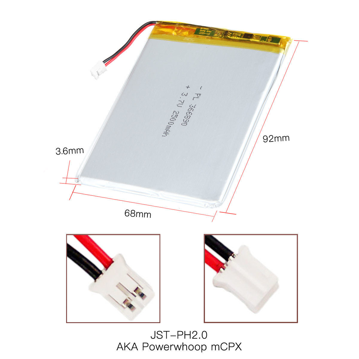 YDL 3.7V 2500mAh 366890 충전식 리튬 폴리머 배터리 길이 92mm