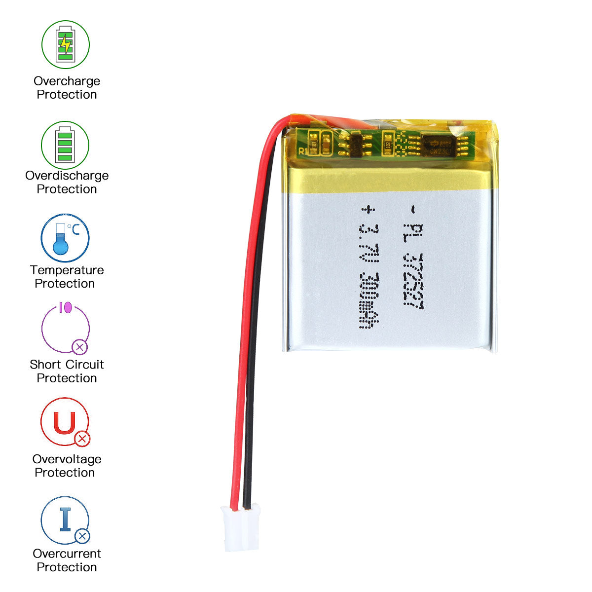YDL 3.7V 300mAh 372527 充電式リチウムポリマー電池 長さ 29mm