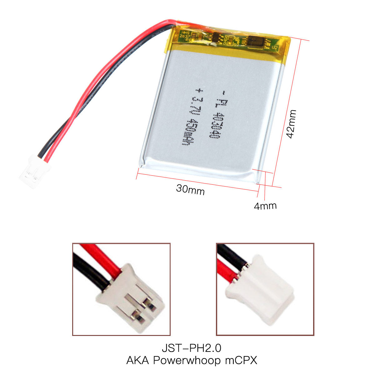 YDL 3.7V 450mAh 403040 충전식 리튬 폴리머 배터리 길이 42mm