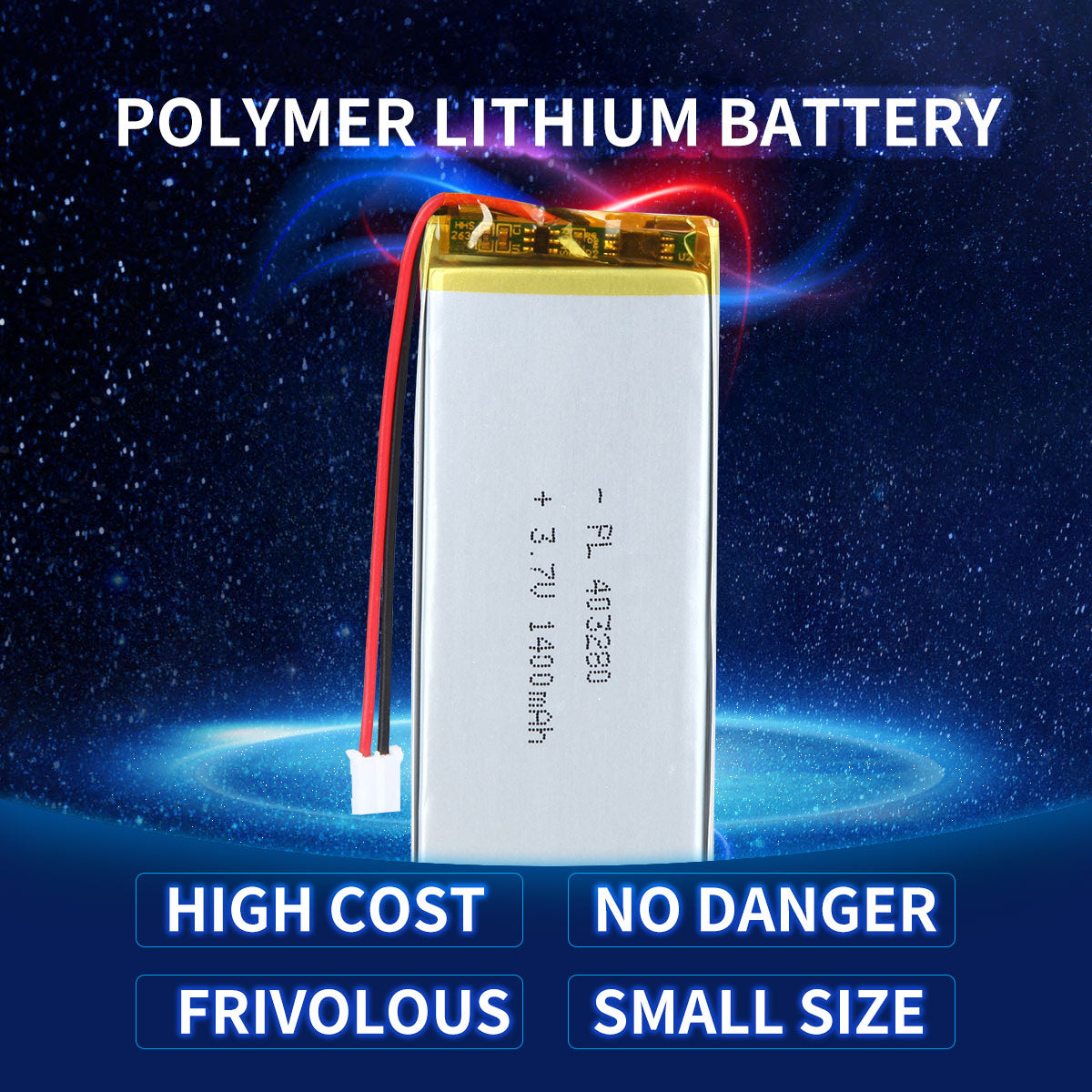 YDL 3.7V 1400mAh 403280 Rechargeable Lipo Battery with JST Connector - YDL Battery