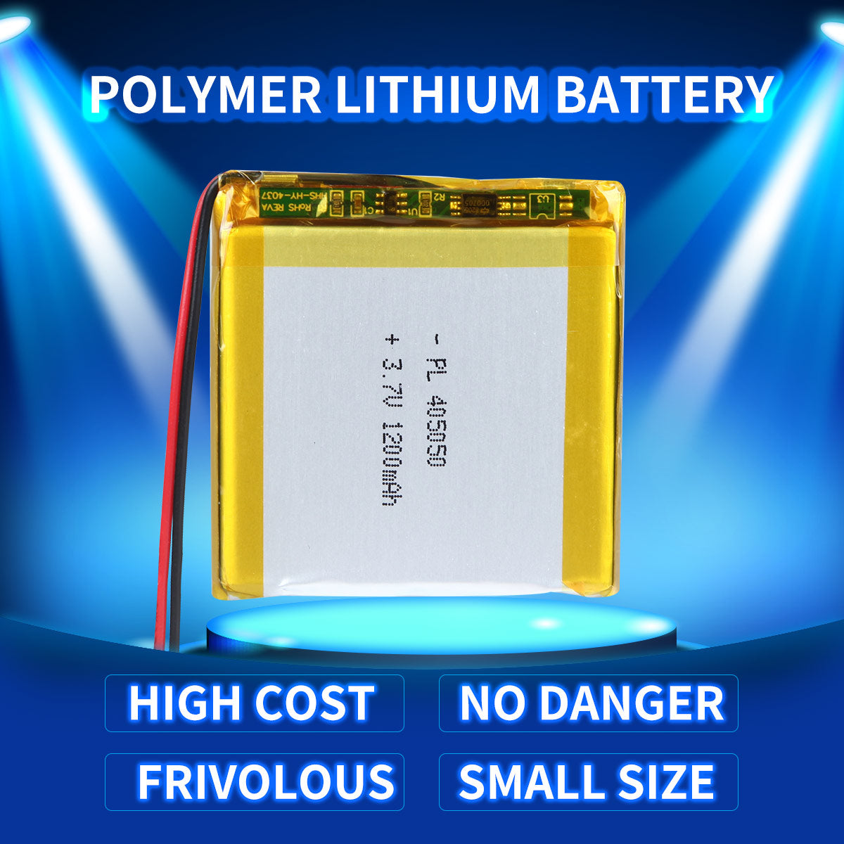 YDL 3.7V 1200mAh 405050 Rechargeable Lipo Battery with JST Connector - YDL Battery