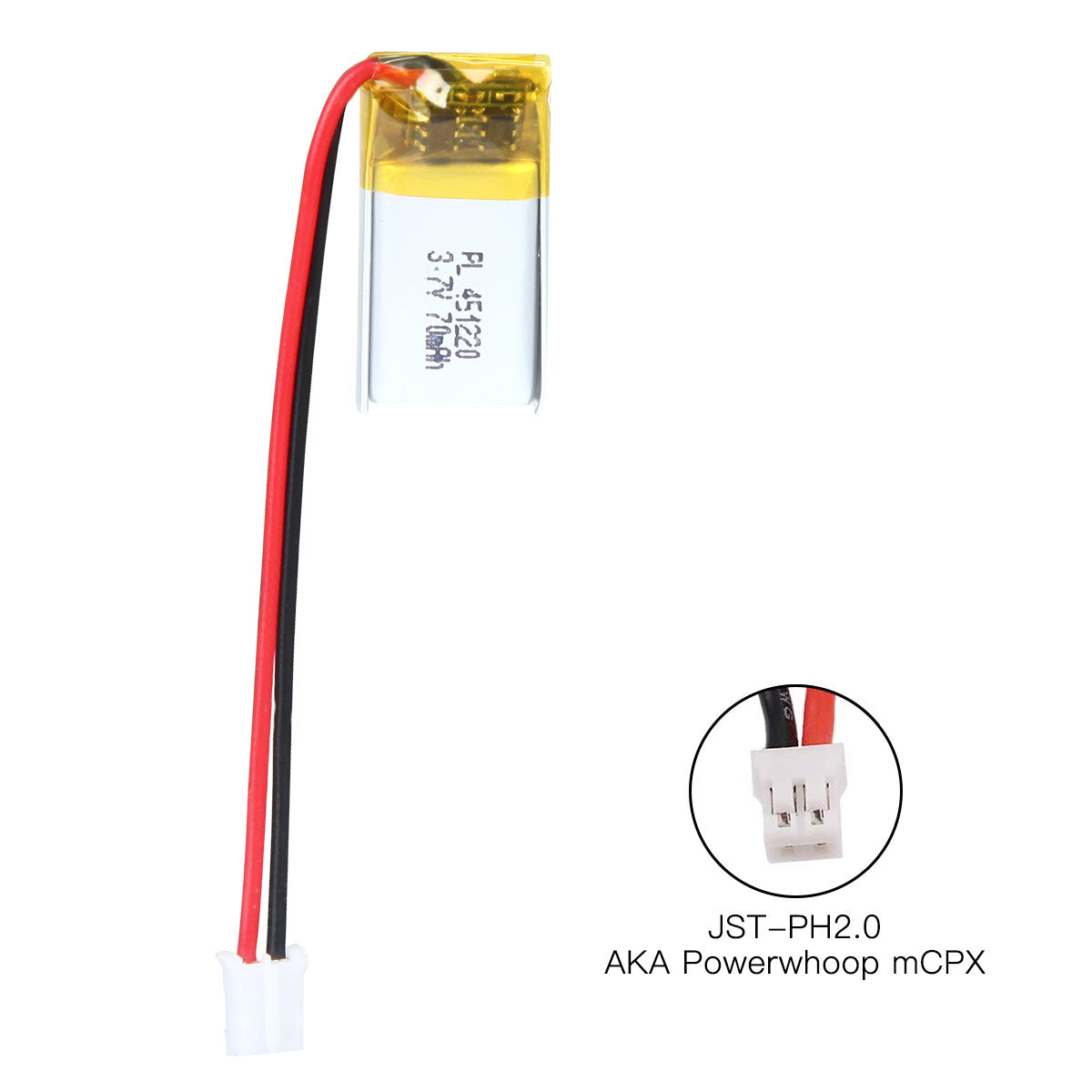 YDL 3.7V 70mAh 451220 충전식 폴리머 리튬 이온 배터리 길이 22mm