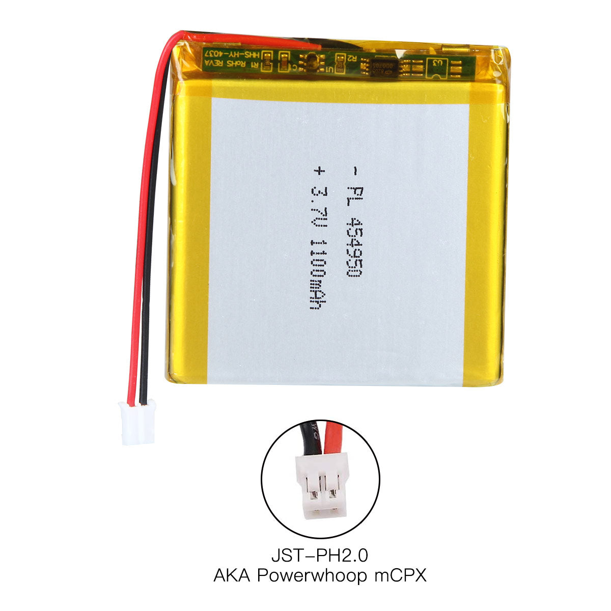 YDL 3.7V 1100mAh 454950 充電式リチウムポリマー電池 長さ 52mm