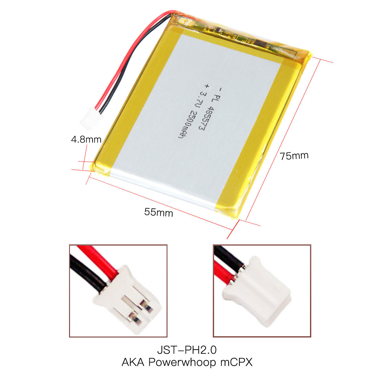 3.7V 2500mAh 485573 재충전용 리튬 중합체 건전지 길이 75mm
