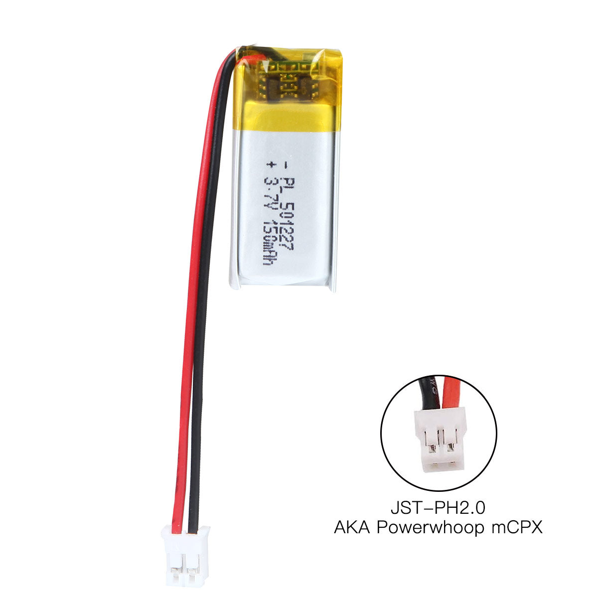 YDL 3.7V 150mAh 501227 Rechargeable Lipo Battery with JST Connector - YDL Battery
