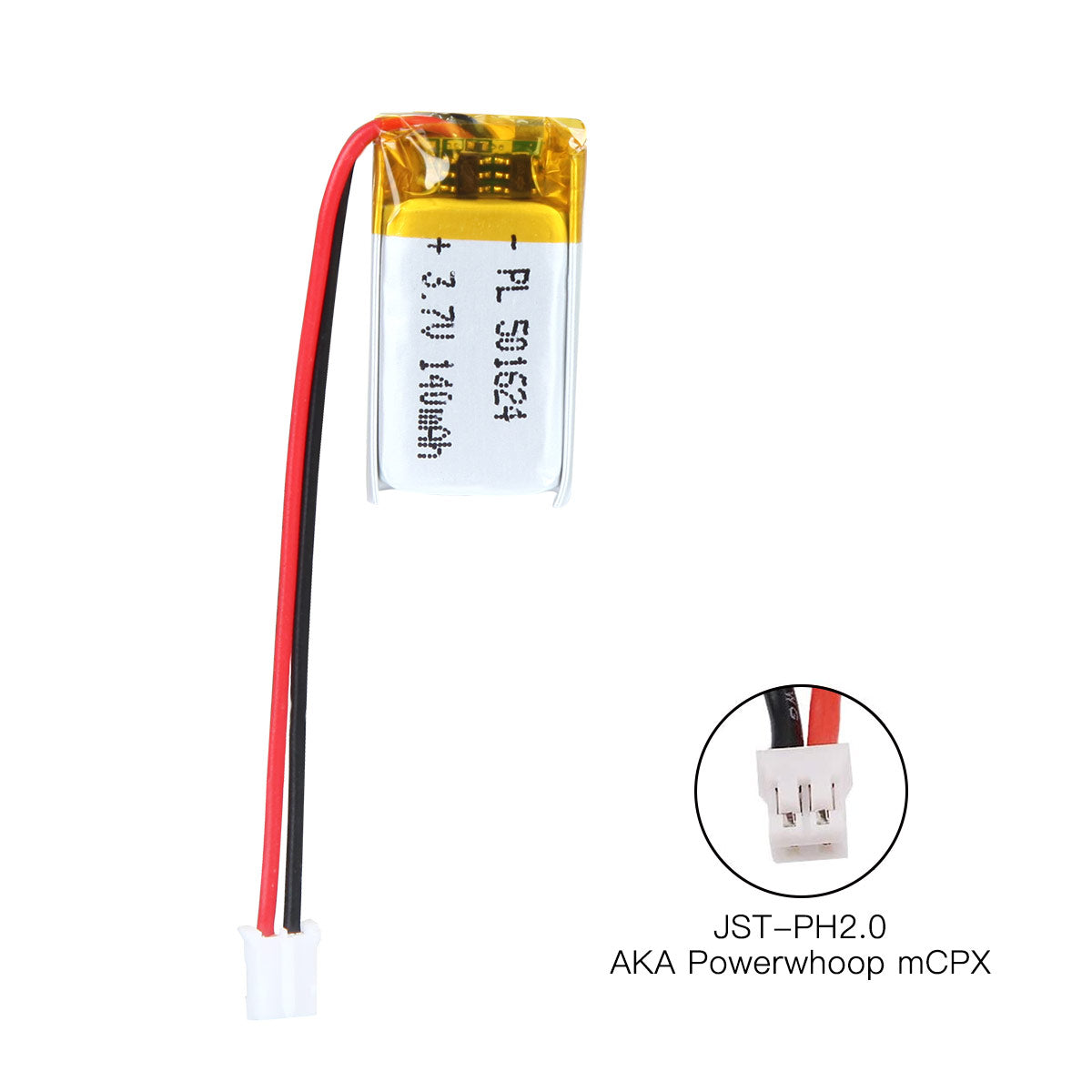 YDL 3.7V 140mAh 501624 充電式リチウムポリマー電池 長さ 26mm