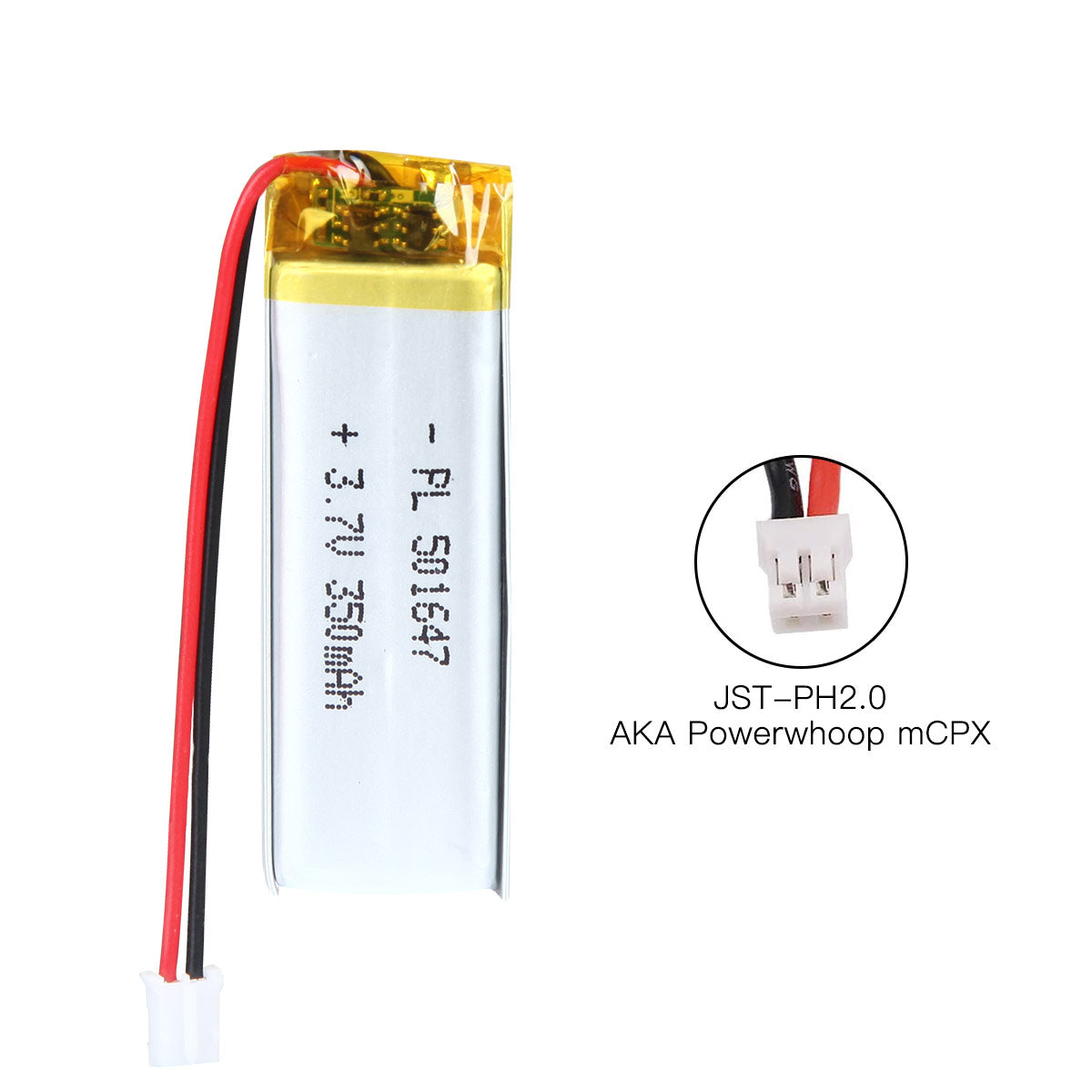 YDL 3.7V 350mAh 501647 충전식 리튬 폴리머 배터리 길이 49mm