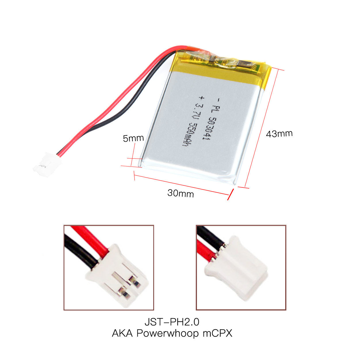 YDL 3.7V 550mAh 503041 충전식 리튬 폴리머 배터리 길이 43mm