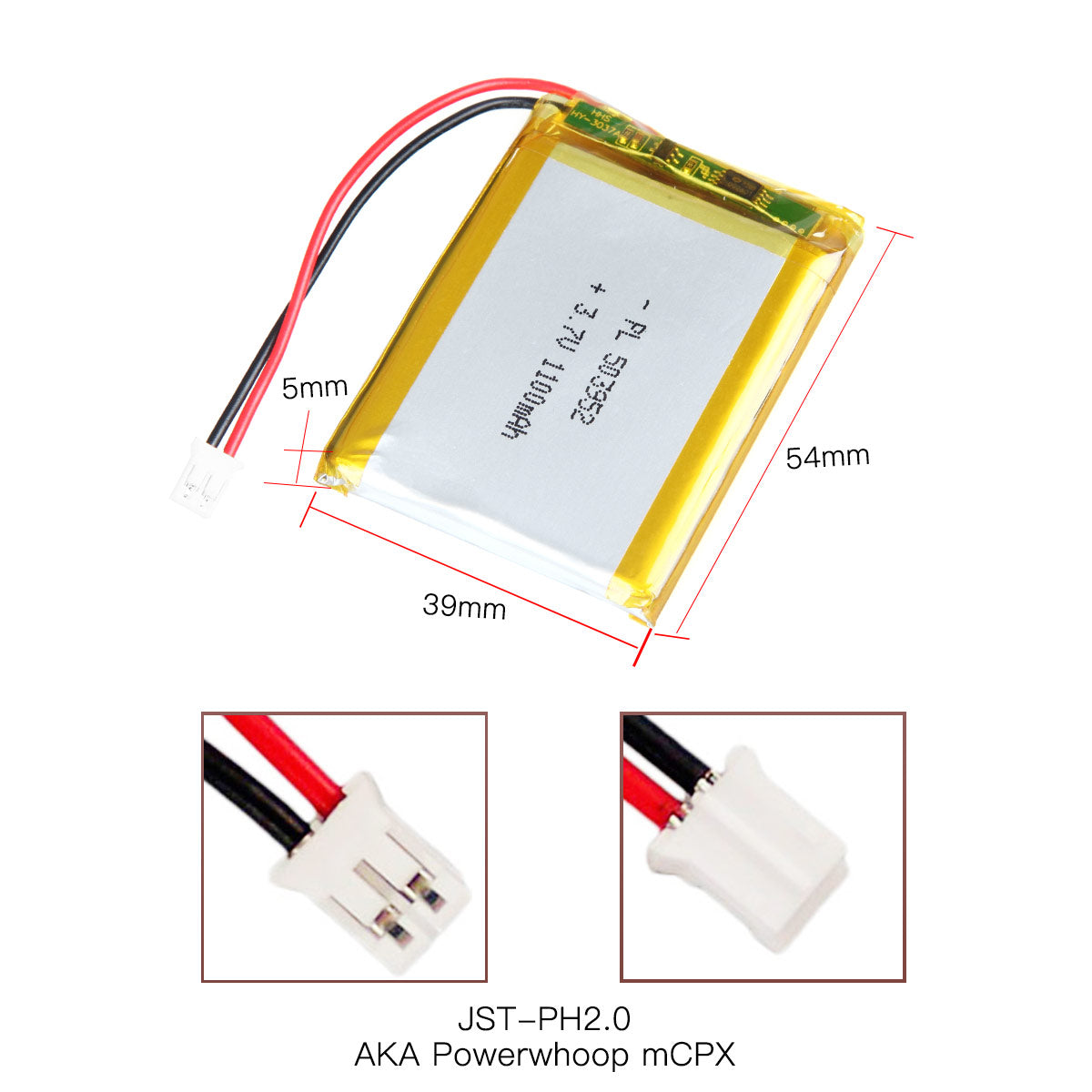 YDL 3.7V 1100mAh 503952 충전식 리튬 폴리머 배터리 길이 54mm